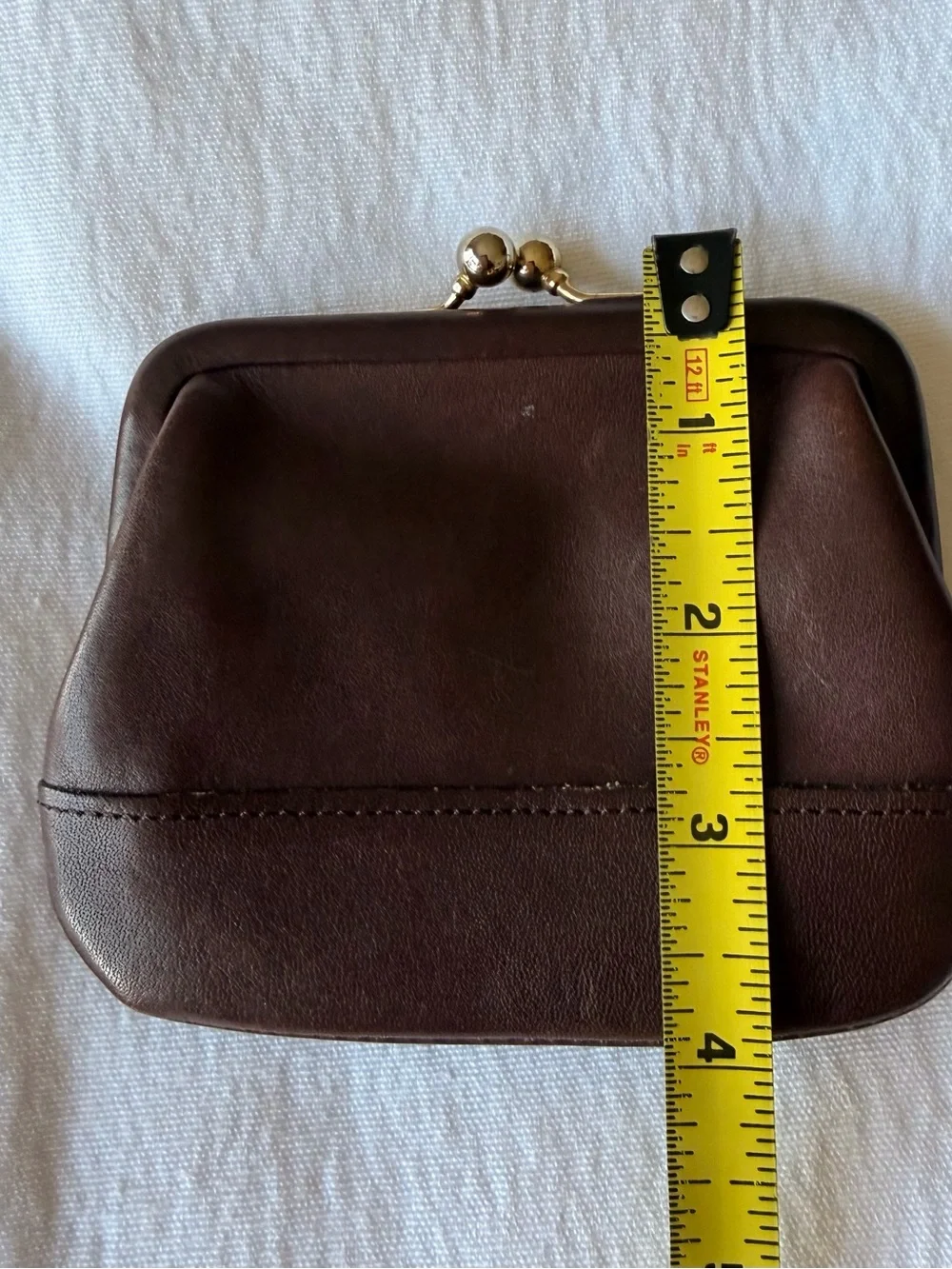 Coach Vintage Brown Leather Kiss-Lock Coin Purse